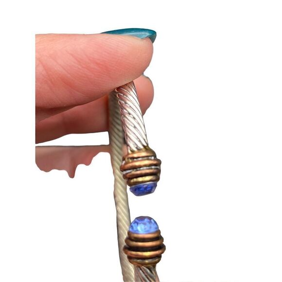 Bracelets set of four two cuffs two bangle rhinestones silver tone - Picture 6 of 9